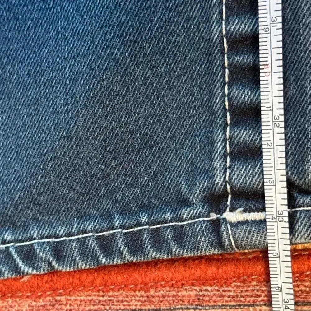 True Religion Ricky Mens Size 40 Straight Leg Jeans Blue Denim Contrast Stitch